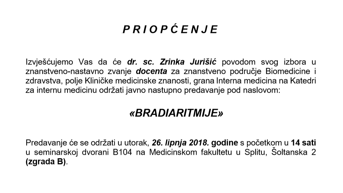 26.06.2018. Javno nastupno predavanje dr. sc. Zrinka Jurišić